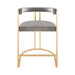 Worlds Away - Barrel Back Gold Leaf Base Counter Stool In Grey Velvet - CROMWELL GGRY