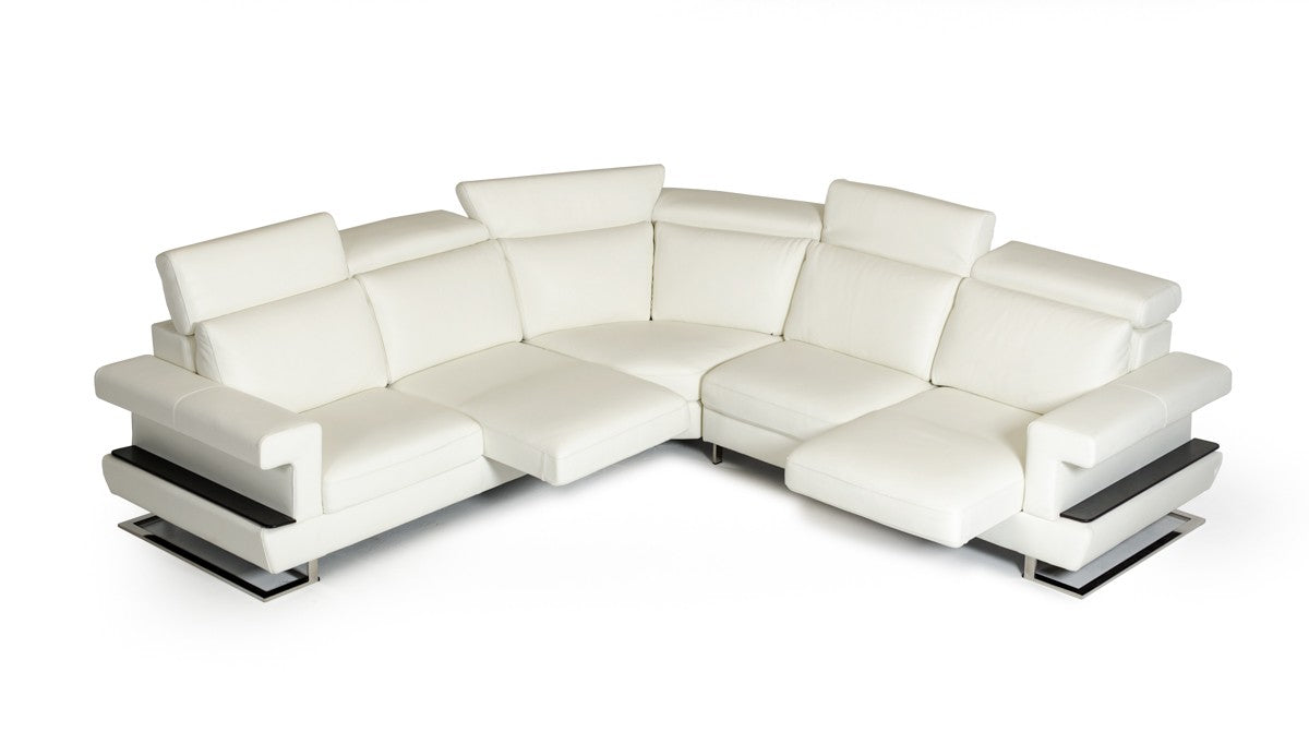 VIG Furniture - Estro Salotti Crosby Modern White Italian Leather Sectional Sofa - VGNTCROSBY-WHT - GreatFurnitureDeal