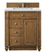James Martin Furniture - Bristol 30" Single Vanity, Saddle Brown, w/ 3 CM Ethereal Noctis Quartz Top - 157-V30-SBR-3ENC - GreatFurnitureDeal