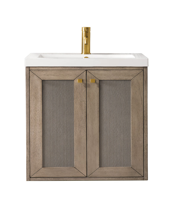 James Martin Furniture - Chianti 20" Single Vanity Cabinet, Whitewashed Walnut w/ White Glossy Composite Countertop - E303V20WWWG