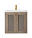 James Martin Furniture - Chianti 20" Single Vanity Cabinet, Whitewashed Walnut w/ White Glossy Composite Countertop - E303V20WWWG - GreatFurnitureDeal