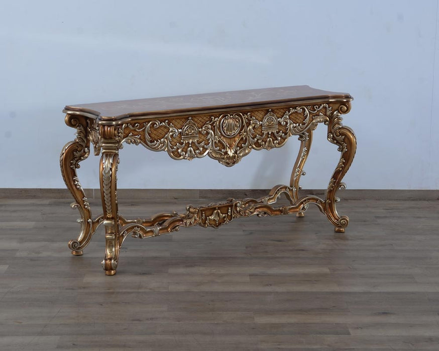 European Furniture - Saint Germain Luxury Console Table in Light Gold & Antique Silver - 35550-ST - GreatFurnitureDeal
