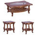 European Furniture - Saint Germain 3 Piece Luxury Occasional Table Set in Light Gold & Antique Silver - 35550-CT-ET
