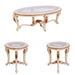 European Furniture - Veronica III 3 Piece Luxury Occasional Table Set in Antique Beige and Antique Dark Gold leaf - 47072-CT-ET