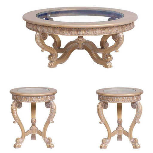 European Furniture - Valentina 3 Piece Luxury Occasional Table Set in Dark Champagne - 45001-CT-ET
