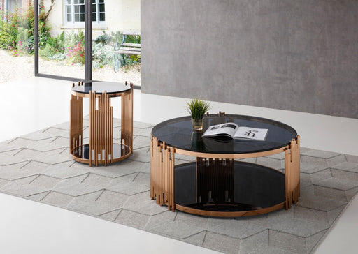VIG Furniture - Modrest Bryce Modern Smoked Glass & Rosegold Round End Table - VGVCET8970 - GreatFurnitureDeal