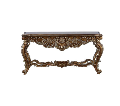 European Furniture - Saint Germain II Luxury Console Table in Light Gold & Antique Silver - 35552-ST