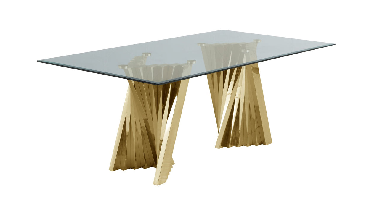 Mariano Furniture - 78″ Glass Dining Table with Gold Spiral Base - BQ-D02-DT - GreatFurnitureDeal