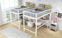 GFD Home - Twin & Twin Size Loft Bed with 2 Built-in Desks and Shelves, Storage Staircase, White - GreatFurnitureDeal