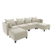 GFD Home - Sectional Sofa,U-shaped sofa with 6 Pillows for Living Room,Velvet  for bedroom, livingroom Beige - GreatFurnitureDeal