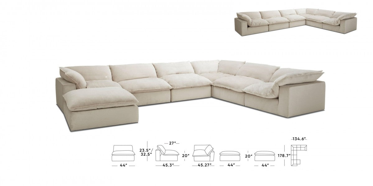 VIG Furniture - Divani Casa Garman Modern Light Grey U Shaped Sectional Sofa - VGKKKF2651-6-USHP-GRY-SECT