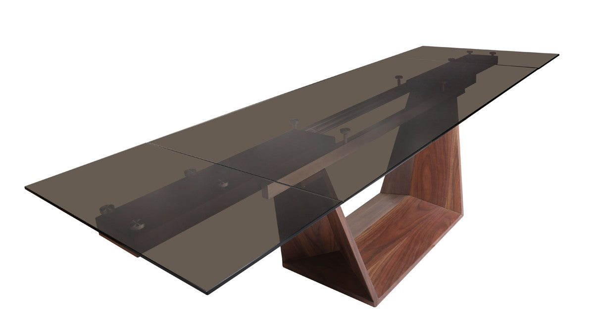 VIG Furniture - Modrest Babia Modern Smoked Glass & Walnut Extendable Dining Table - VGNSGD8683-SMK