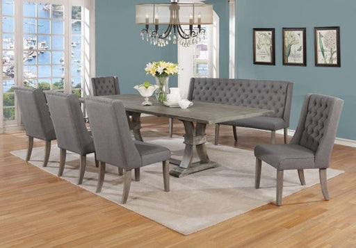 Mariano Furniture - D26 - 7 Piece Dining Table Set w-Bench in Grey - BQ-D26-7PC-GY - GreatFurnitureDeal
