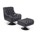 GFD Home - Lance Full Genuine Leather Swivel Chair and Ottoman Set - GreatFurnitureDeal