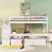 GFD Home - Stairway Twin XL Loft Bed with Twin Size Trundle and 3 Drawers, Storage, Desk, White - GreatFurnitureDeal