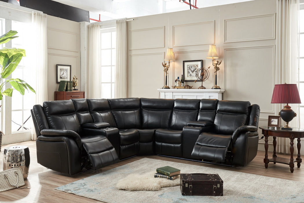 GFD Home - Power reclining Sectional W/LED strip Black Color
