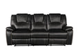 GFD Home - Hong Kong 3 Piece Power Reclining Sofa Set made with Faux Leather in Black - GreatFurnitureDeal