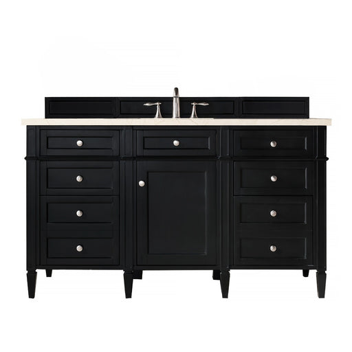 James Martin Furniture - Brittany 60" Single Vanity, Black Onyx, w- 3 CM Eternal Marfil Quartz Top - 650-V60S-BKO-3EMR - GreatFurnitureDeal