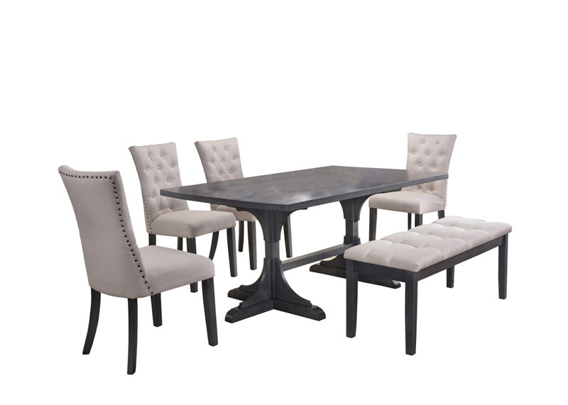 Mariano Furniture - D44D6-6 Piece Dining Table Set in Gray - BQD44D6 - GreatFurnitureDeal
