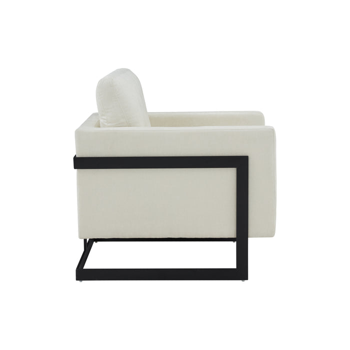 GFD Home - Modrest Prince Contemporary Cream & Black Fabric Accent Chair - GreatFurnitureDeal