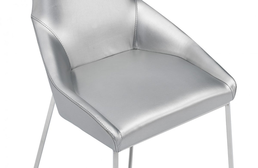 GFD Home - Modrest Sarah Modern Pearl Grey Leatherette Dining Chair (Set of 2) - GreatFurnitureDeal