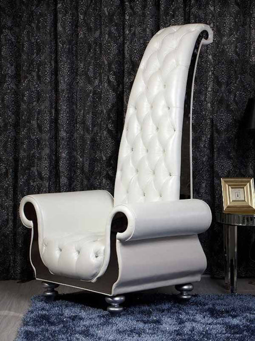 VIG Furniture - Divani Casa Luxe Neo-Classical Pearl White Italian Leather Tall Chair - VGKND6032 - GreatFurnitureDeal