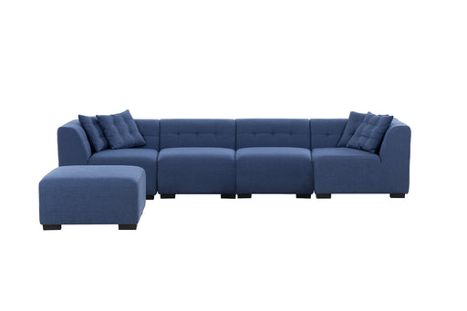 GFD Home - Sectional Sofa with Ottoman DIY Combination Sofa Blue - GreatFurnitureDeal