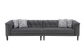 GFD Home - Mary Dark Gray Velvet Tufted Sofa 2 Chairs Living Room Set With 6 Accent Pillows - GreatFurnitureDeal