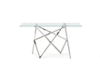 GFD Home - Modrest Hawkins Modern Glass & Stainless Steel Console Table - GreatFurnitureDeal