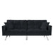 GFD Home - Modern Velvet Sofa Couch Bed with Armrests and 2 Pillows for Living Room and Bedroom .(BLACK) - GreatFurnitureDeal