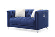 GFD Home - Russell Tufted Upholstery 2 Pc Living Room Set Finished in Velvet Fabric in Blue - GreatFurnitureDeal