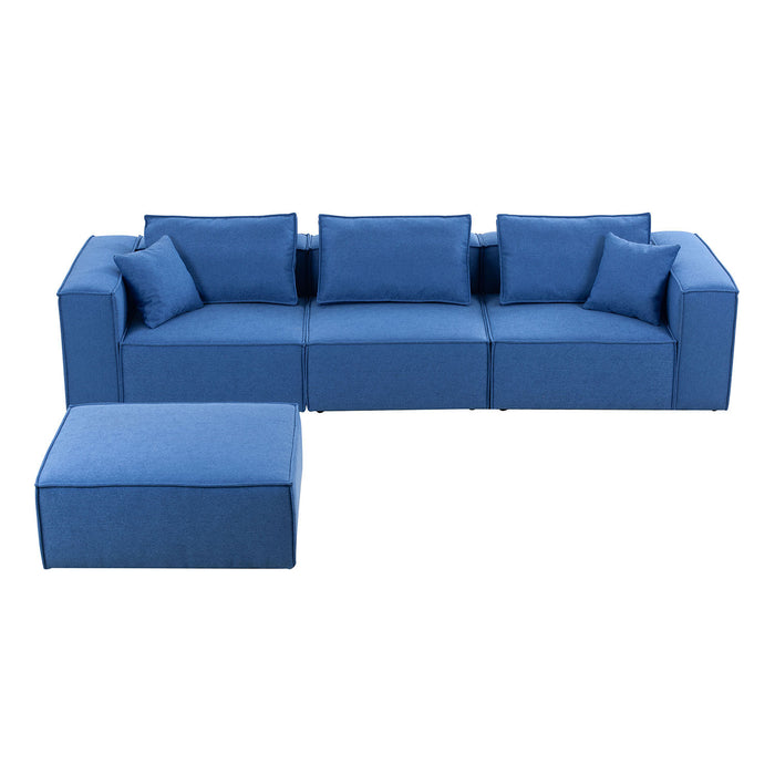 GFD Home - 4-Piece Upholstered Sectional Sofa in Blue - GreatFurnitureDeal