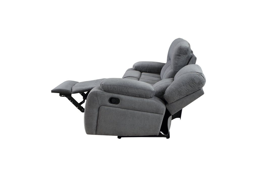 GFD Home - Ohio Manual Recliner 2 Pc Living Room Set Made With Chenille Upholstery in Gray - GreatFurnitureDeal