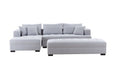 GFD Home - Tufted Fabric 3-Seat L-Shape Sectional Sofa Couch Set w/Chaise Lounge, Ottoman Coffee Table Bench, Light Grey - GreatFurnitureDeal