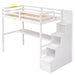 GFD Home - L-Shaped Twin Size Bunk Bed and Loft Bed with Built-in Middle Staircase and Desk, White - GreatFurnitureDeal