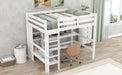 GFD Home - Full Size Loft Bed with Multifunction Shelves and Under-bed Desk, White - GreatFurnitureDeal