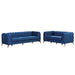 GFD Home - Modern 3-Piece Sofa Sets with Sturdy Metal Legs,Velvet Upholstered Couches Sets Including Three Seat Sofa, Loveseat and Single Chair for Living Room Furniture Set,Blue - GreatFurnitureDeal