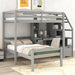 GFD Home - Twin Size Loft Bed with a Stand-alone Bed, Storage Staircase, Desk, Shelves and Drawers, Gray - GreatFurnitureDeal