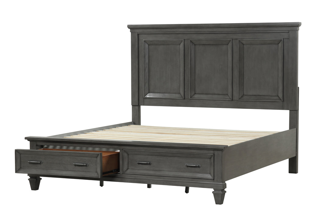 GFD Home - Hamilton Queen 5-N Piece Storage Bedroom Set in Gray made with Engineered Wood - GreatFurnitureDeal