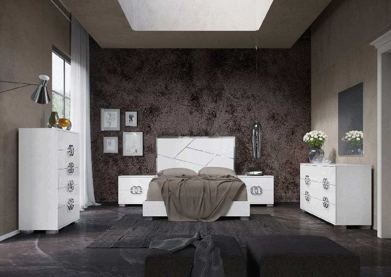 ESF Furniture - Status Italy 3 Piece King Bedroom Set in White - DAFNEK-3SET