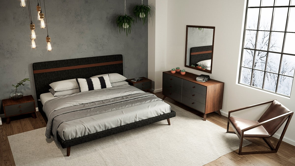 VIG Furniture - Nova Domus Dali Modern Grey Fabric & Walnut Bed - VGMABR-31-BED