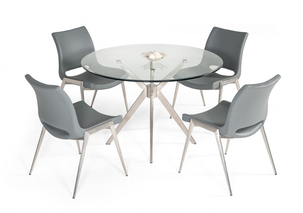 VIG Furniture - Modrest Dallas - Modern Brushed Stainless Steel Dining Table - VGHR7038-BSS