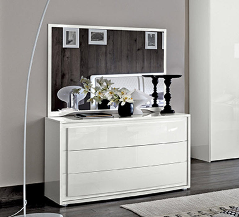 ESF Furniture - Dama Bianca Single Dresser with Mirror - DAMABIANCASDRESSER-MIRROR