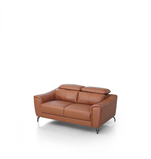 VIG Furniture - Divani Casa Danis - Modern Cognac Leather Brown Loveseat - VGBNS-1803-BRN-L - GreatFurnitureDeal