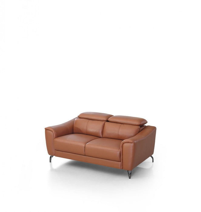 VIG Furniture - Divani Casa Danis - Modern Cognac Leather Brown Loveseat - VGBNS-1803-BRN-L - GreatFurnitureDeal