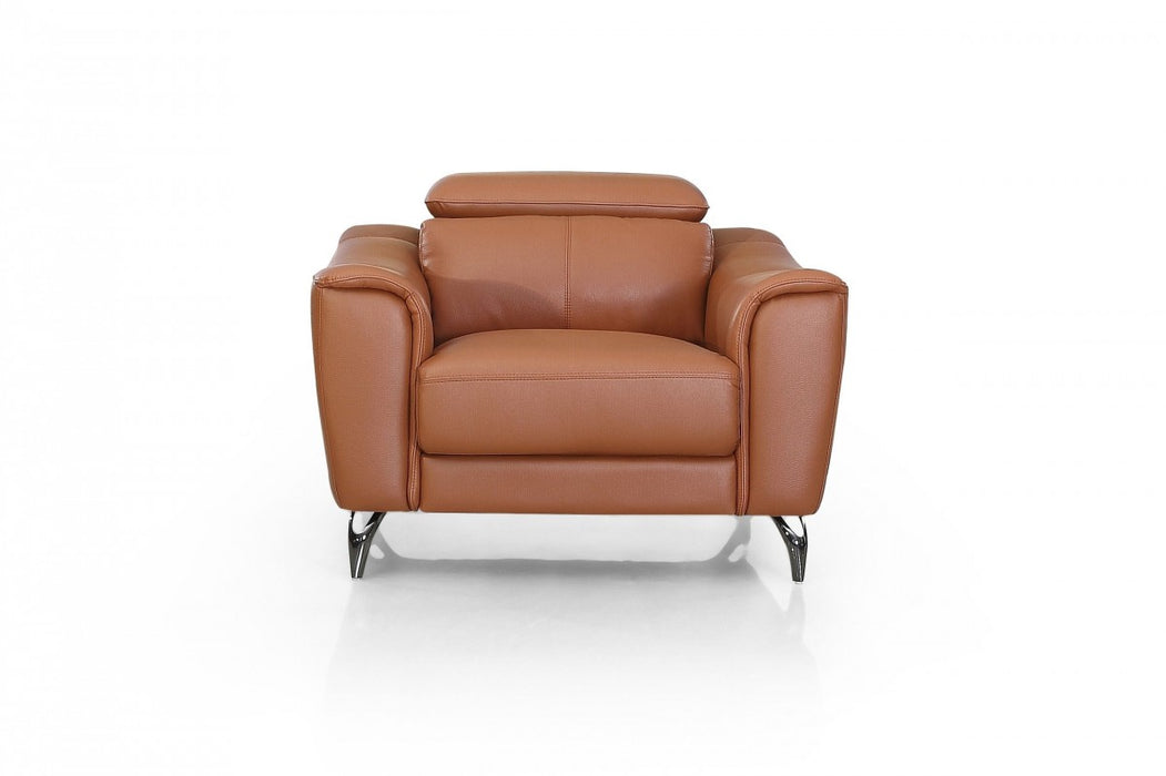 VIG Furniture - Divani Casa Danis - Modern Cognac Leather Brown Chair - VGBNS-1803-BRN-CH