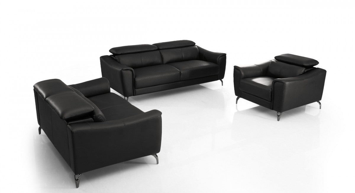 VIG Furniture - Divani Casa Danis - Modern Black Leather Sofa Set - VGBNS-1803-BLKSET - GreatFurnitureDeal