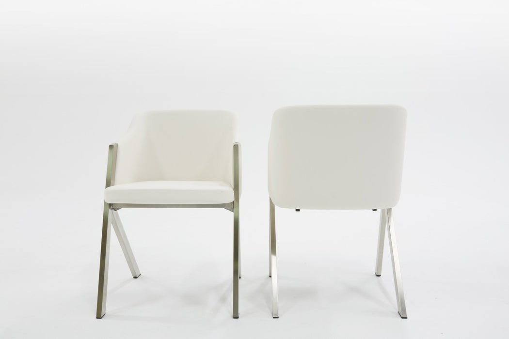 VIG Furniture - Modrest Darcy Modern White Leatherette Dining Chair (Set of 2) - VGEWF3202BF-WHT