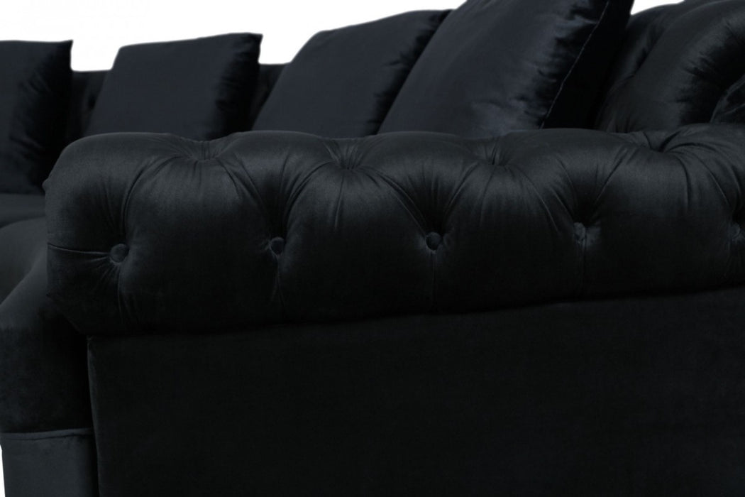 VIG Furniture - Divani Casa Darla Modern Black Velvet Circular Sectional Sofa - VG2T1124-5P-BLK-2