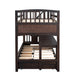 GFD Home - Stairway Twin XL Loft Bed with Twin Size Trundle and 3 Drawers, Storage, Desk, Espresso - GreatFurnitureDeal
